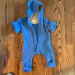 Cozy Blue Hooded Kids Footie- feels like wool very high-quality